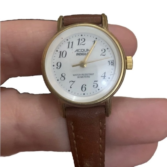 Vintage Acqua Indiglo Analog Watch‎ Gold Tone WR30M - Not Tested - Picture 2 of 8